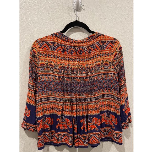 VANESSA VIRGINIA Mahdia Boho Peasant Elephant Print Blouse - Picture 5 of 5